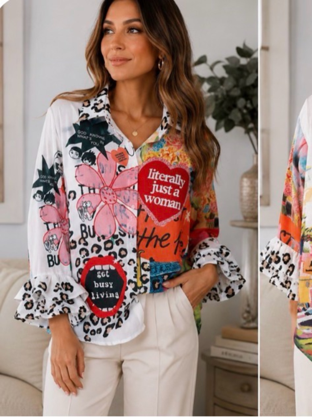 Made in Italy Multicolor Graphic Button-Down Women’s Blouse